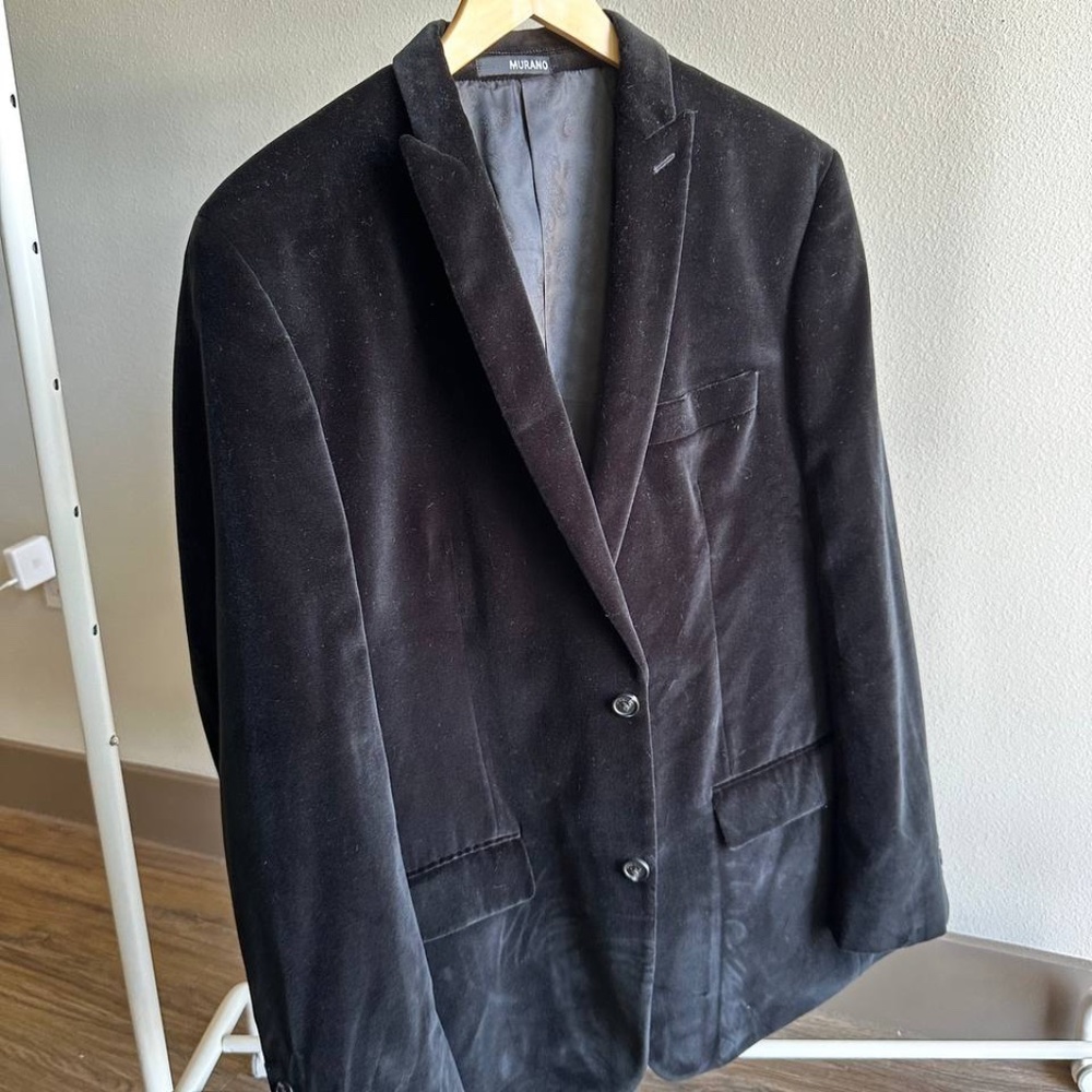 Men's MURANO Black Cotton Velvet Jacket Blazer Size XL